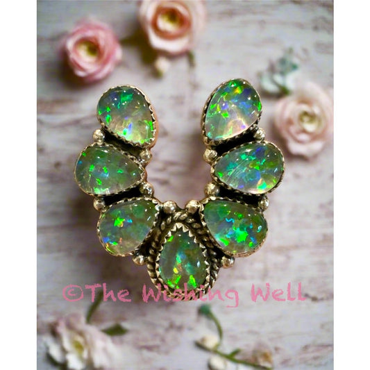 Aurora Opal Naja Sterling Silver Ring | Adjustable Size