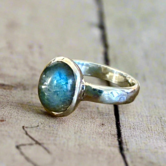 Oval Labradorite.925 Sterling Silver Ring Size 7