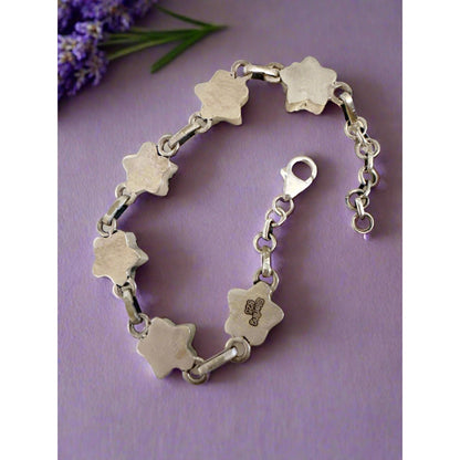 Celestial Stars Onyx Sterling Silver Bracelet 7” Adjustable.