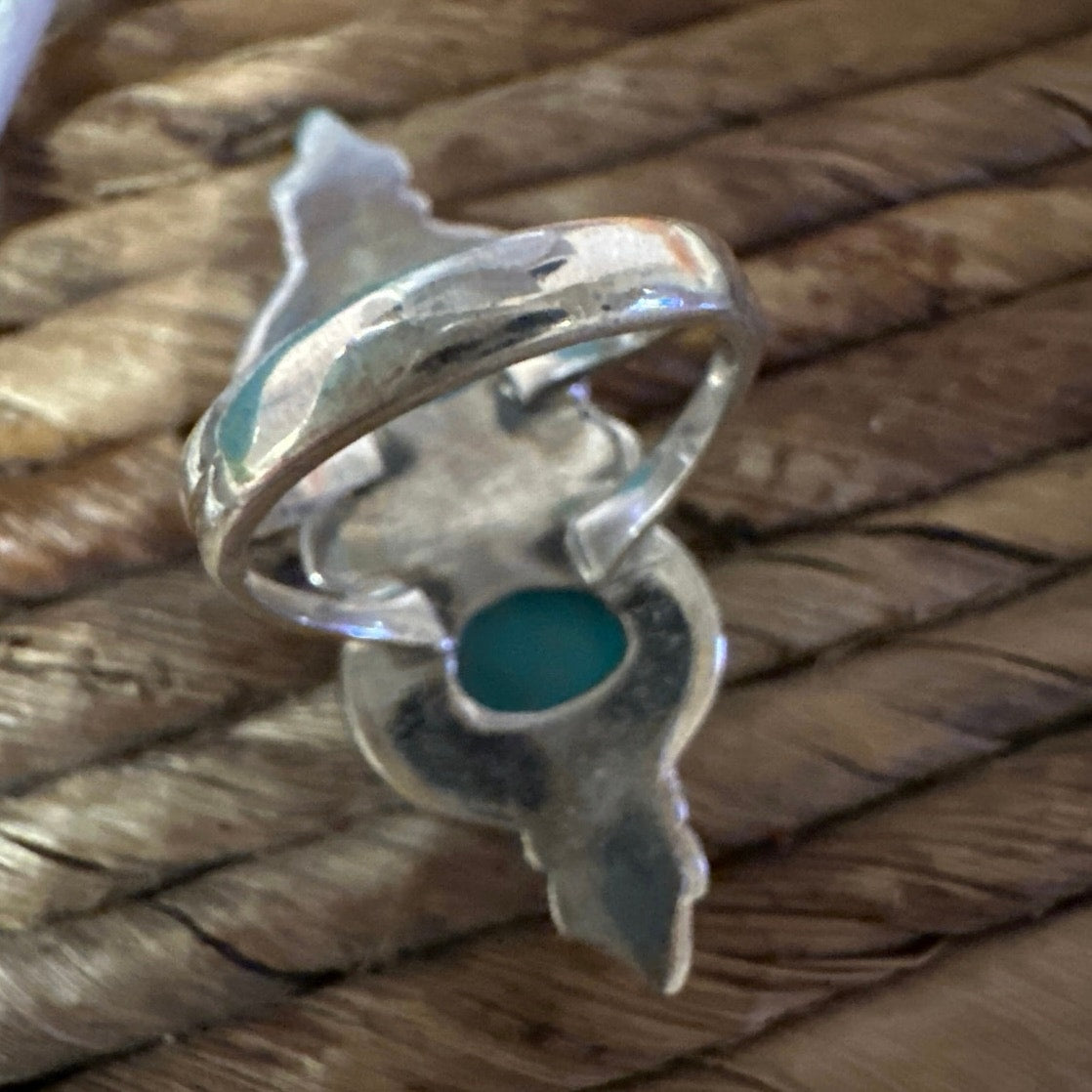Kingman Turquoise Two Stone Southwestern Ring Size 6