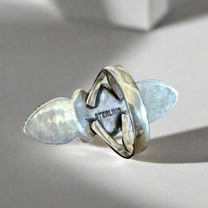 Spiny oyster three stone ring .925 sterling silver size 10