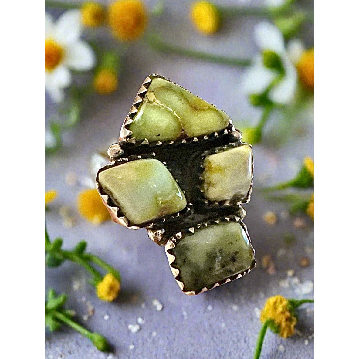 Palomino Turquoise Cluster Ring Adjustable 5-11