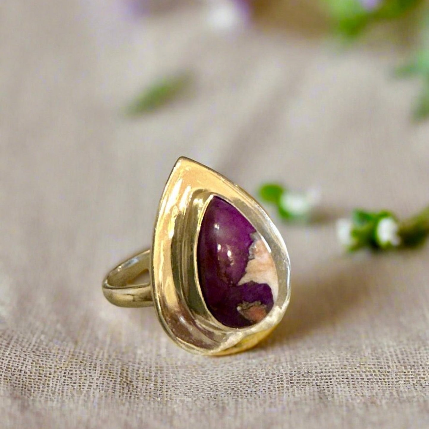 Purple Copper Kingman Turquoise Ring Sterling Size 8