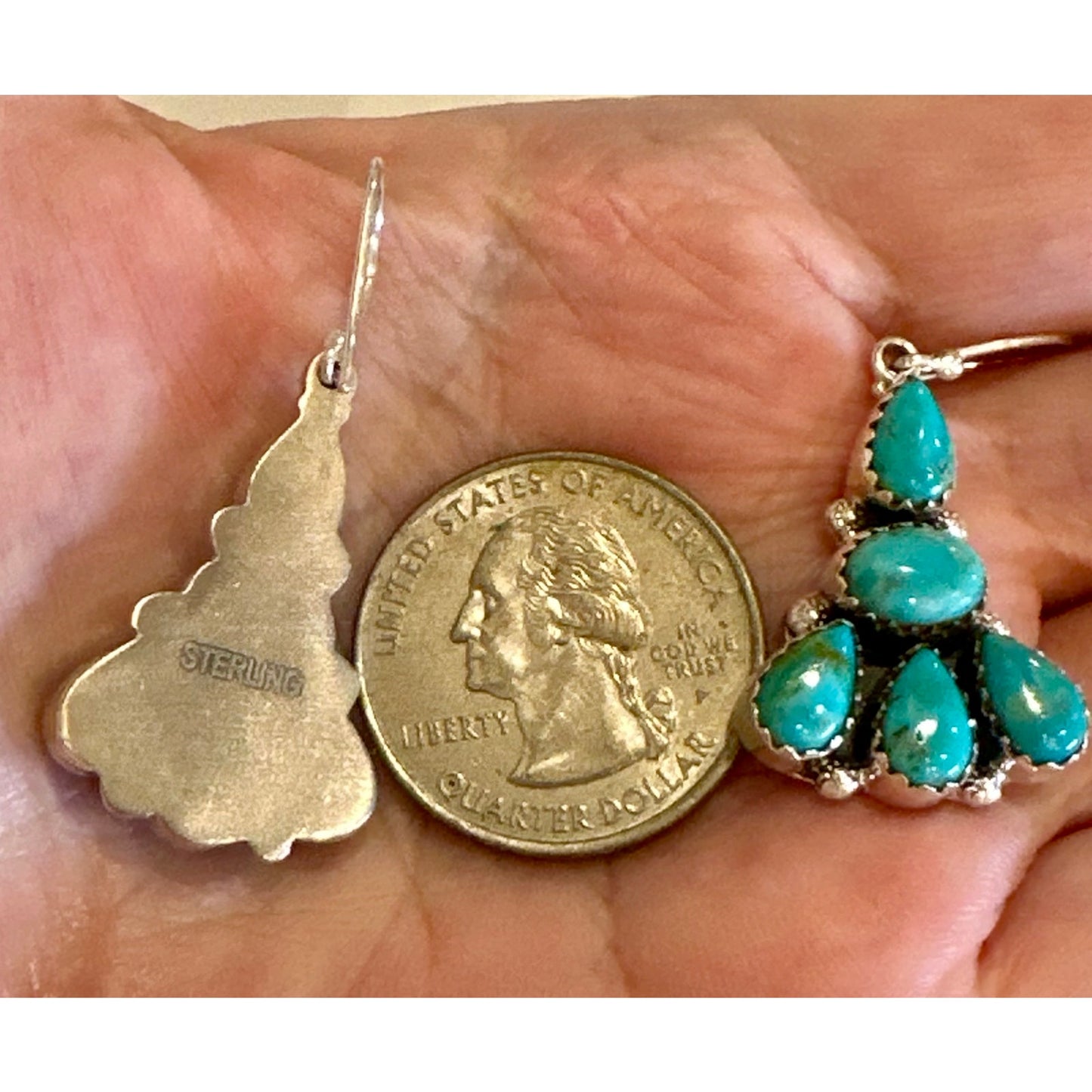 Sonoran Gold Turquoise Teardrop Dangle Earrings 1.5” Long