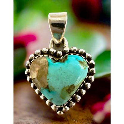 STUNNING!! Sonoran Gold Turquoise Heart Pendant 925