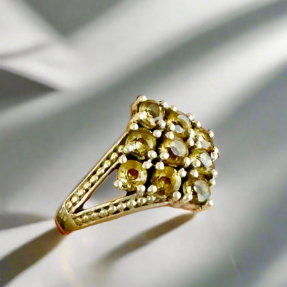Citrine & ..925 Sterling Silver Multiple Stone Cluster Ring Size 7