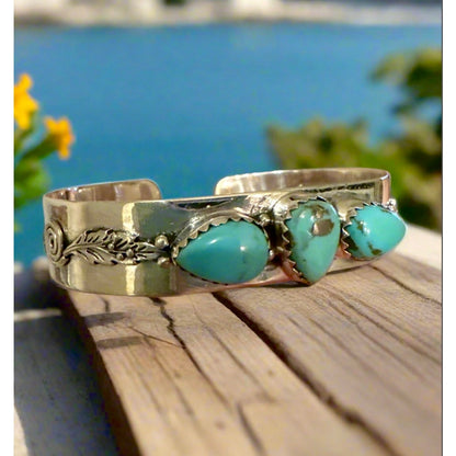 Arizona Turquoise Sterling Silver Cuff Bracelet Adjustable