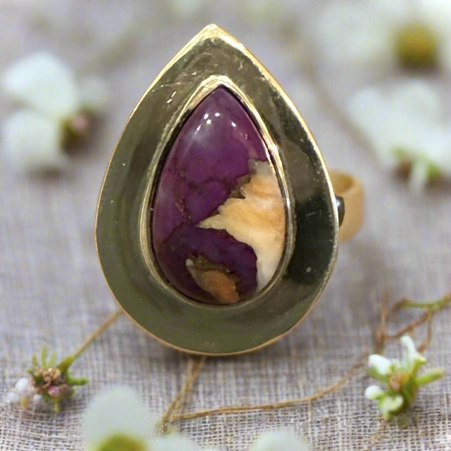 Purple Copper Kingman Turquoise Ring Sterling Size 8