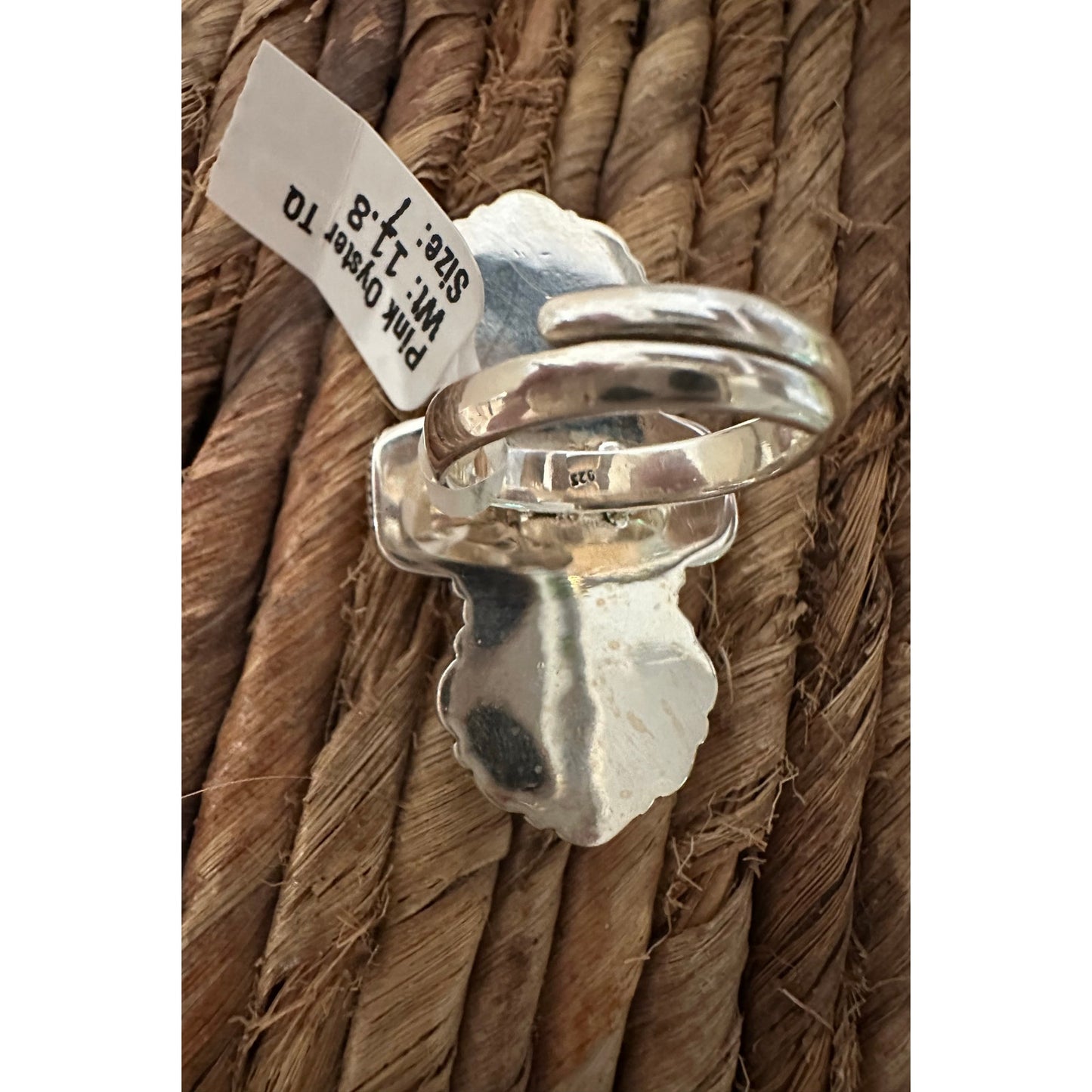 STUNNING!!! Pink Spiny oyster Three Stone Ring Adjustable 6-10
