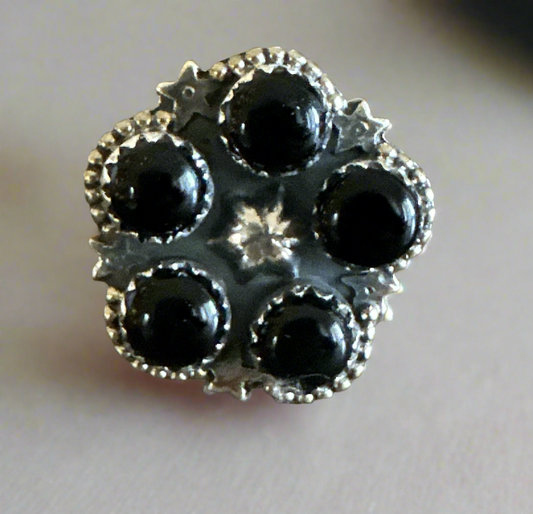 Onyx Southwestern Sterling Silver Ring Size 6