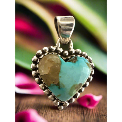 STUNNING!! Sonoran Gold Turquoise Heart Pendant 925