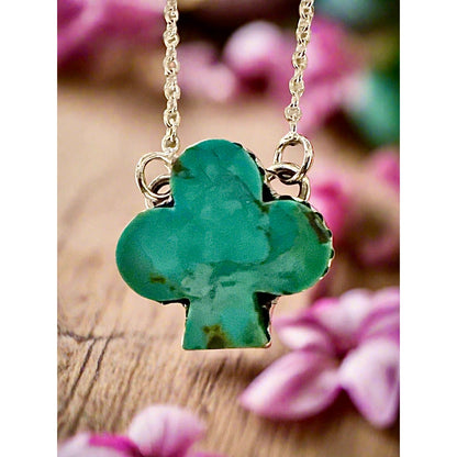 Sonoran Gold Turquoise Clover Southwestern .925 Necklace 18-20”