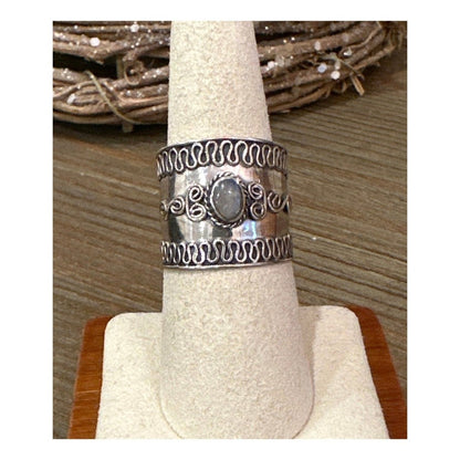Moonstone Balli Ring .925 Sterling Silver Boho Size Sz 7.5