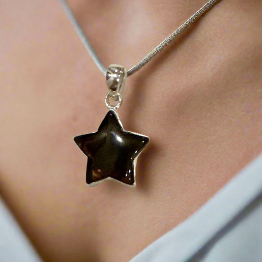 Rare Smoky Quartz Celestial Star Pendant 1.25”