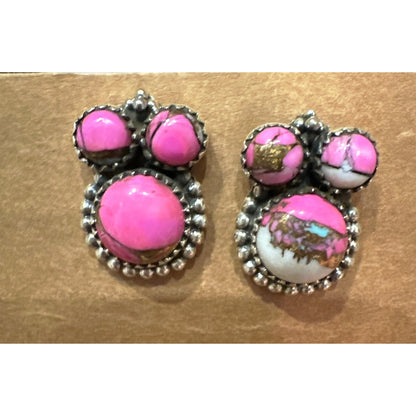 Cotton Candy Turquoise Sterling Silver Dangle Earrings .75”