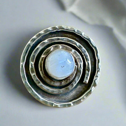 Moonstone Oxidized Swirl Ring Size 7