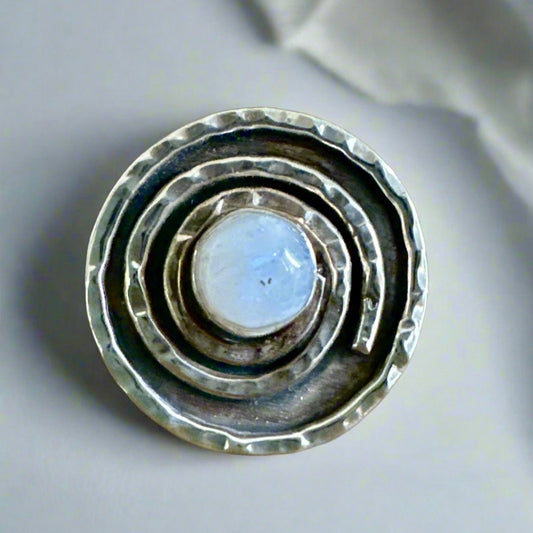 Moonstone Oxidized Swirl Ring Size 7