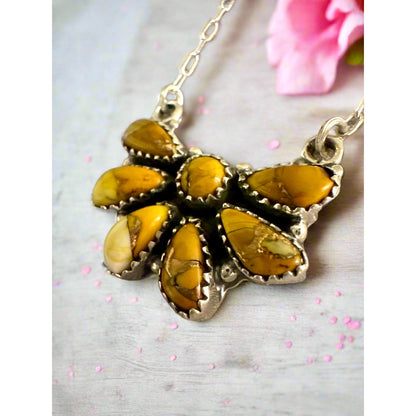 Sterling Silver Honey Dahlia Pendant – Boho Southwestern Style