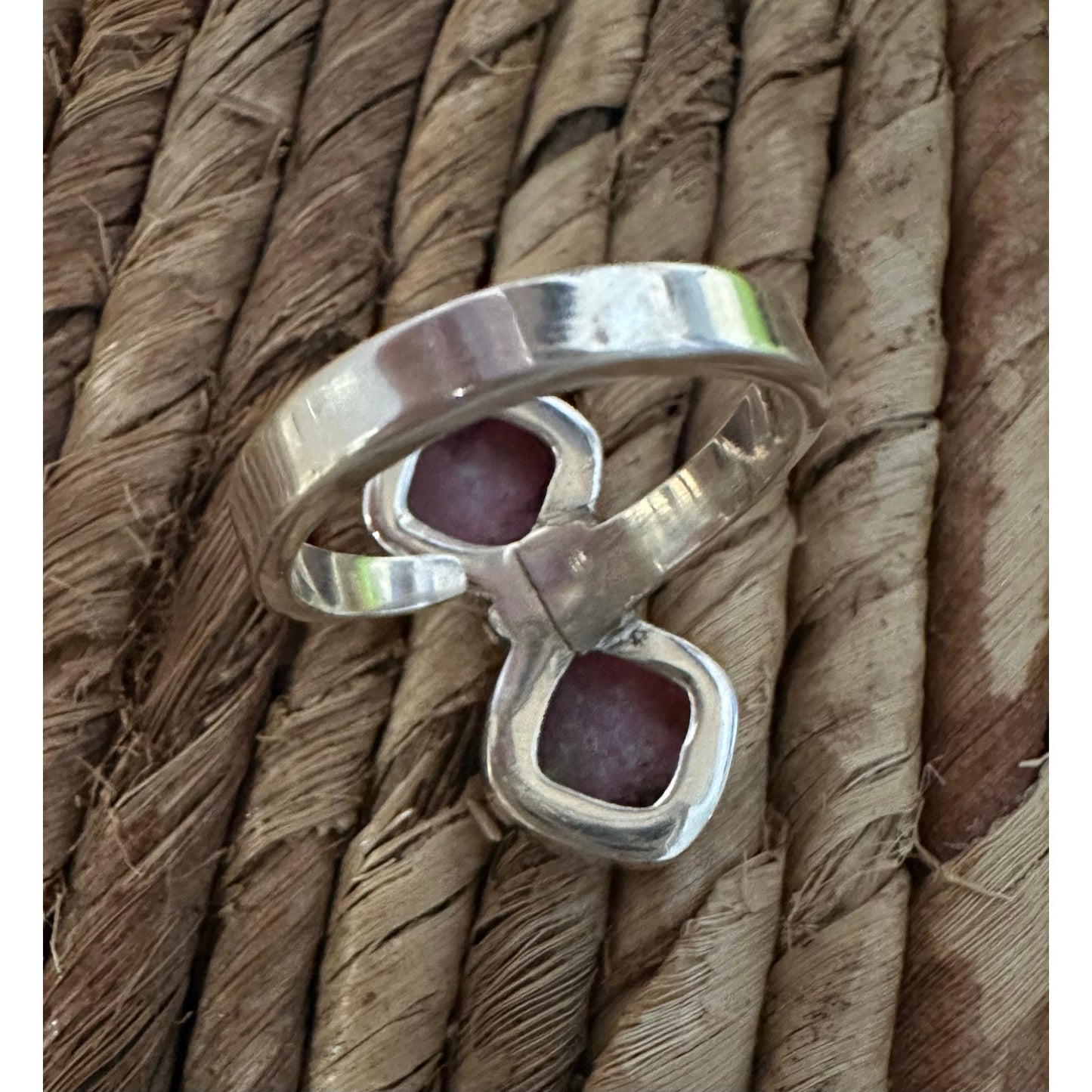 Pink Fire Aurora Opal Two Stone Ring Sterling Size 6-10