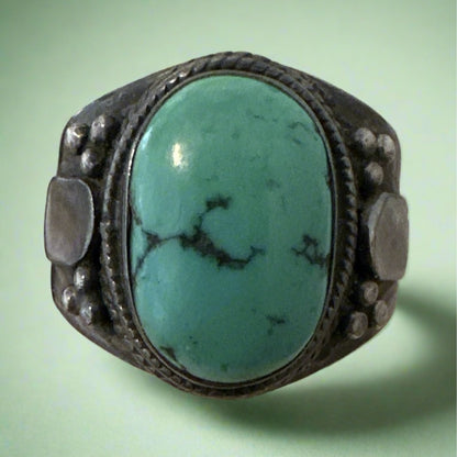 Vintage Turquoise Ring .925 Sterling Silver Size 7