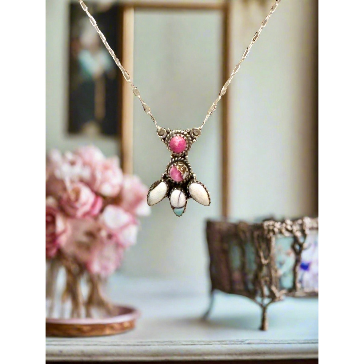 Cotton Candy Turquoise | Paperclip Necklace | 925 18-20”