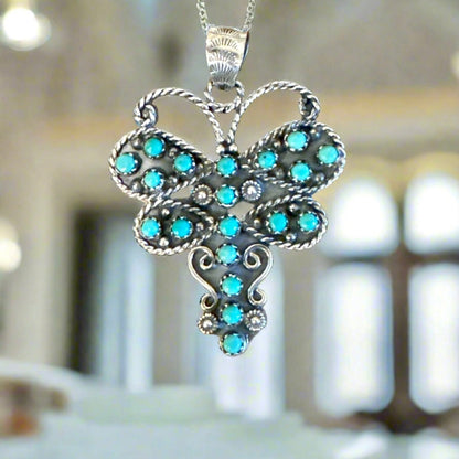 Snake Eyes Turquoise Dragonfly Pendant 2”