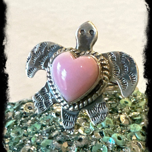 Southwestern Pink Conch Turtle Tortoise Ring .925 Size 7