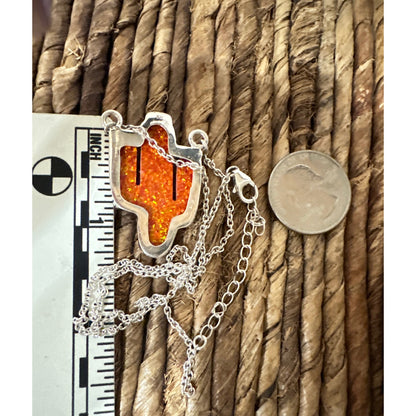 Balloon Orange Opal Cactus Necklace Sterling Silver Adjustable 18-20