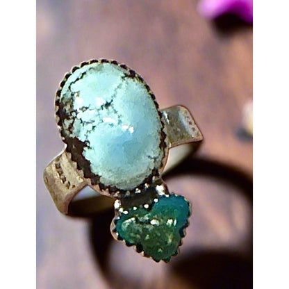 Golden Hills & Sonoran Gold Turquoise Heart Oval Ring Adjustable 6-10