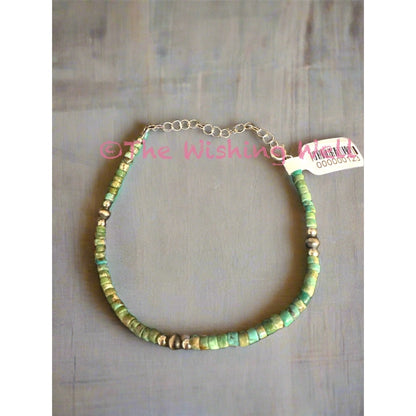 Turquoise  & Silver Bead 925 Sterling Silver Adjustable Bracelet