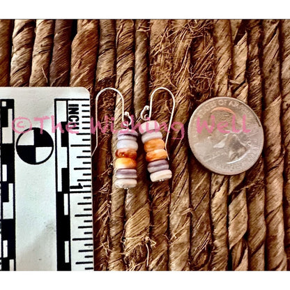 Spiny Oyster Bead Dangle Earrings 925 Sterling Silver 1”
