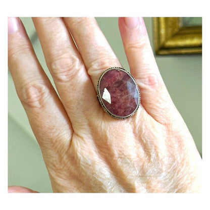 Ruby Bali Style Sterling Silver Statement Ring Size 7