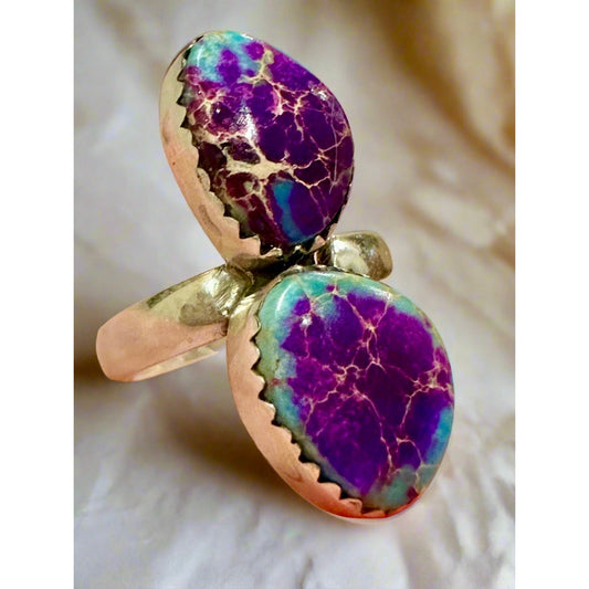 Purple Sea Sediment Jasper | 925 Sterling Silver Ring | Adjustable 4-9