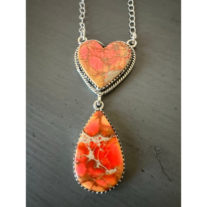 Orange Sea Sediment Jasper | Statement Boho Necklace |  925