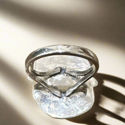 Spiny Oyster Leaf Design .925 Sterling Silver Ring Size 7.5