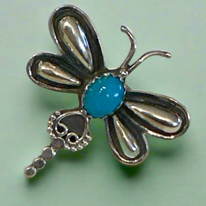 Kingman Turquoise Dragonfly .925 Sterling Silver Ring Size 8