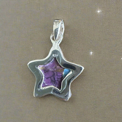 Purple Copper Turquoise Star Southwestern Pendant