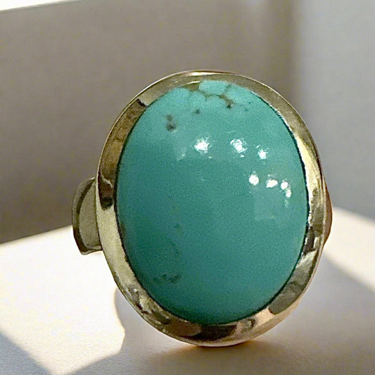 Turquoise Oval Sterling Silver Ring Size 7
