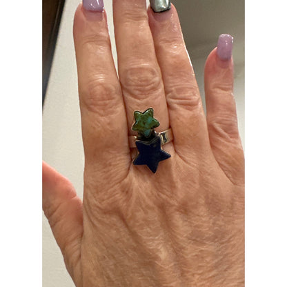 Lapis Lazuli | Sonoran Gold Turquoise| Celestial Star Ring | Adjustable