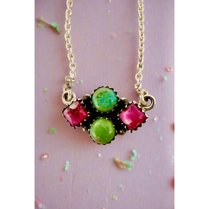 Sonoran Gold Turquoise | Pink Spiny Oyster | Sterling | 18” Necklace Adjustable