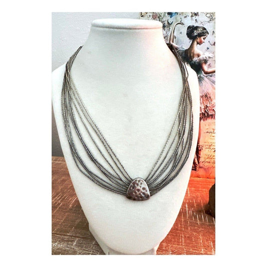 Silpada Liquid Silver Hammered Pendant 925 Sterling 19” Adjustable Necklace