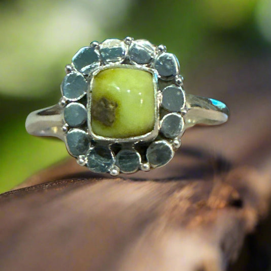 Palomino Turquoise Sterling Silver Dainty Square Ring Size 10