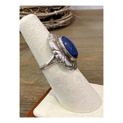 Antique Sterling Silver Lapis Ring by C. Sydney Smith Co. Size 6