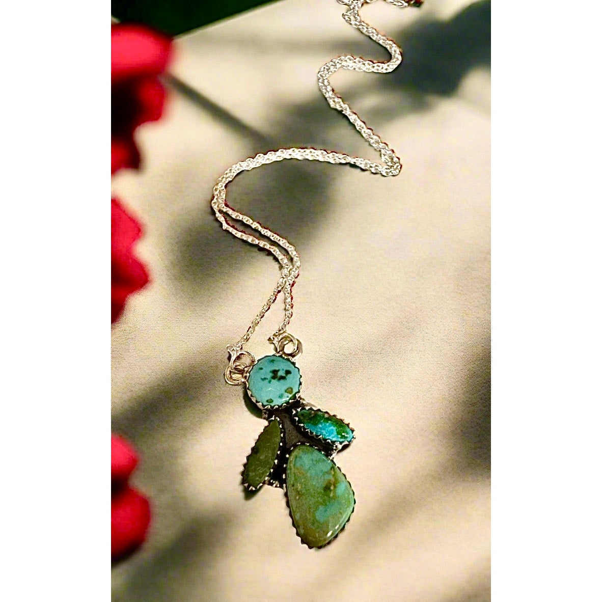 Sonoran Gold Turquoise Sterling Silver Pendant 18” Adjustable