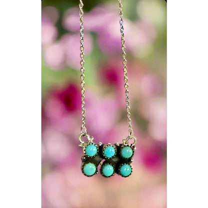 Double Row Snake Eyes Kingman  Bar Necklace  18-20”