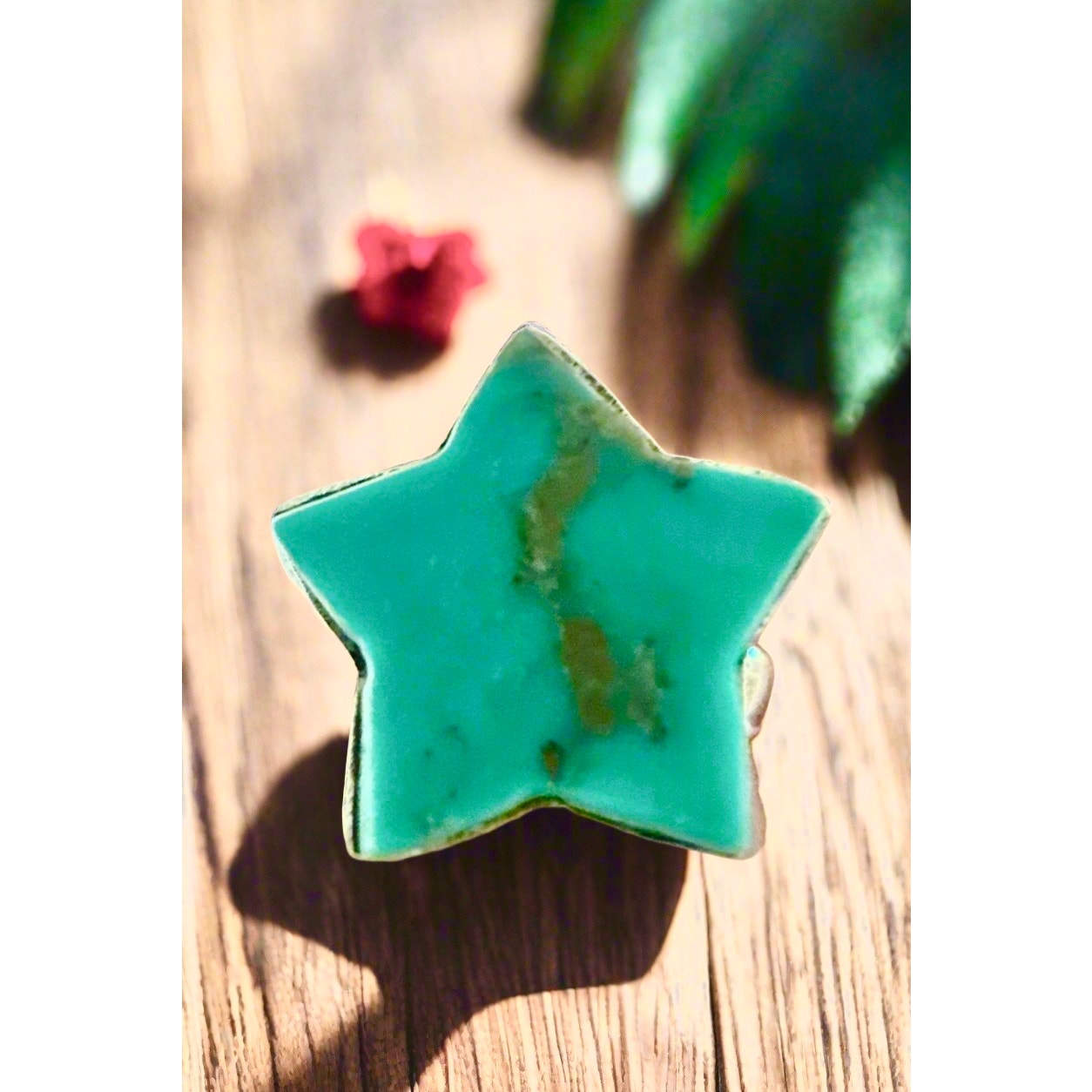 Turquoise Celestial Star Sterling Silver Ring Size 9