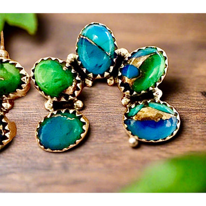 Peacock Dahlia Turquoise | Naja Earrings | 925 Sterling | Southwestern￼
