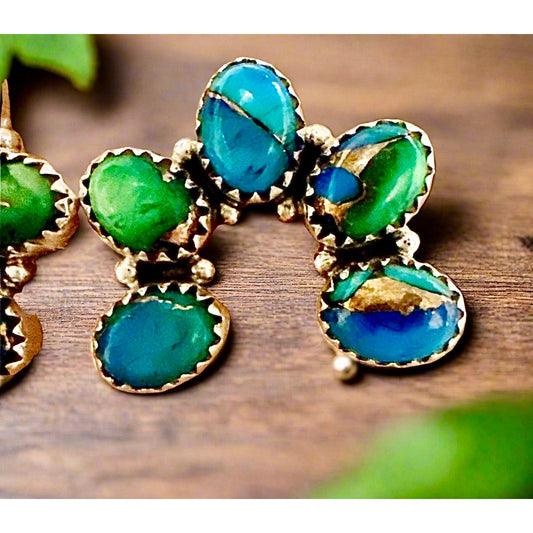 Peacock Dahlia Turquoise | Naja Earrings | 925 Sterling | Southwestern￼
