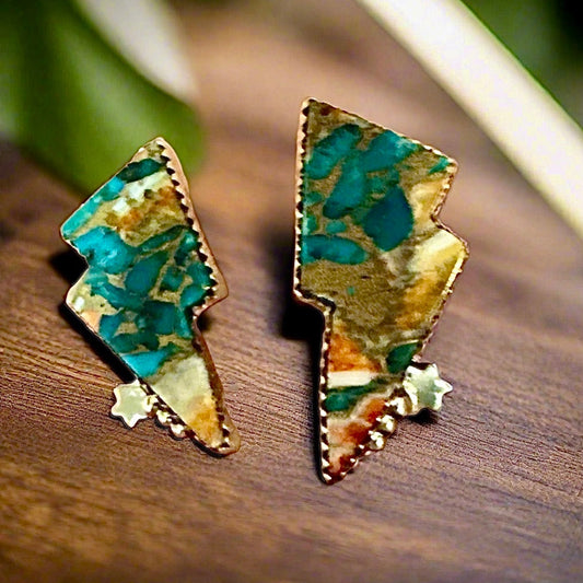 Spiny Oyster Southwestern Lightening Sterling Silver Earrings