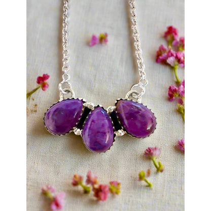 Purple Mohave Southwestern Sterling Silver Necklace 18” Adjustable